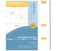 Pad aimanté - calendrier mensuel septembre 2026 décembre 2027 - 16 mois