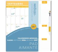 Pad aimanté mensuel 2027 avec stylo 4 couleurs - Calendrier mensuel janvier-décembre 2027 - Collectif - Editions 365 - broché - Calendrier