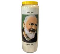 Padre Pio Bougie de prière en pot Neuvaine 18 x 7 cm 100 % végétal Combustion 9 jours - 216 heures