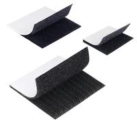 Pads à fermeture velcro, dimensions 30x30 mm, 100 pièces, couleur noire, adhésifs