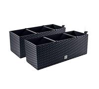 PAFEN 2in1 Set 2X Jardinière Balcon Jardinière Aspect Rotin 4 Couleurs Pot de Fleurs (Anthracite)
