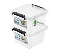 PAFEN 2x boîte de rangement avec couvercle, 3l - 20x20x12cm - SET Bacs de rangement Transparent Boîtes Rangement Bacs gerbables avec clips de fermeture Bacs plastiques