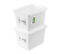 PAFEN 2x Boîte de rangement avec couvercle transparent 19l - 40x30x26cm - Boîtes Rangement Bacs gerbables avec clips de fermeture Bacs en plastique Boîtes à vêtements Organiseur | Blanc