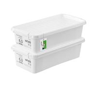 PAFEN 2x Boîte de rangement avec couvercle transparent 6l - 40x20x12cm - Boîtes Rangement Bacs gerbables avec clips de fermeture Bacs en plastique Boîtes à vêtements Organiseur | Blanc