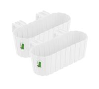PAFEN 2X Pot à Fleurs 4,9L à Suspendre sur Balustrade - 385 x 200 x 130 mm - Bac à Plantes Élégant, au Lattes, Pot de Balcon Résistante aux Intempéries et aux UV - Blanc