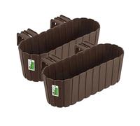 PAFEN 2X Pot à Fleurs 4,9L à Suspendre sur Balustrade - 385 x 200 x 130 mm - Bac à Plantes Élégant, au Lattes, Pot de Balcon Résistante aux Intempéries et aux UV - Brun