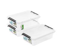 PAFEN 3x boîte de rangement avec couvercle, 3,1l - 30x20,5x8cm - SET Bacs de rangement Transparent Boîtes Rangement Bacs gerbables avec clips de fermeture Bacs plastiques
