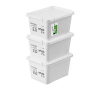 PAFEN 3x Boîte de rangement avec couvercle transparent 2l - 20x15x11cm - Boîtes Rangement Bacs gerbables avec clips de fermeture Bacs en plastique Boîtes à vêtements Organiseur | Blanc