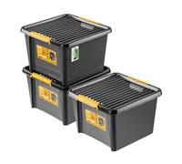 PAFEN 3x Boîte de rangement robuste 25l avec couvercle - 39x39x26cm - Bacs pour tâches spécifiques Bacs de rangement Boîtes de rangement Bacs gerbables avec clips de fermeture Bacs en plastique