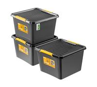 PAFEN 3x Boîte de rangement robuste 32l avec couvercle - 39x39x26cm - Bacs pour tâches spécifiques Bacs de rangement Boîtes de rangement Bacs gerbables avec clips de fermeture Bacs en plastique