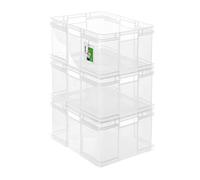 PAFEN 3x Euro-box empilable 54l - 52,5 x 43 x 28,5 cm - conteneur de stockage Euro-box boîte gerbable transparente transport conteneur Euro en PP