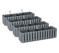 PAFEN 4X Bac À Fleurs Pot À Fleurs avec Supports - 58 x 18 x 16,2 cm - Système d'Irrigation pour Pots de Fleurs Balcon Boîtes à Fleurs, Gris