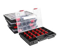 PAFEN 5X Boîte à outils portable - 250 x 345 x 50 mm - Boîte de rangement pour petites pièces avec couvercle transparent, boîte de tri, coffret à outils, coffret de rangement avec compartiments