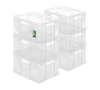 PAFEN 6x Euro bac gerbable 28l - 43 x 35 x 24 cm - conteneur de stockage Euro-box transparent bac gerbable transport Euro conteneur en PP