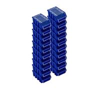 PAFEN Boîte de rangement empilable avec couvercle - Bleu, 160 x 75 x 115 mm - Boîte de visualisation empilable pour mur à outils - Lot de 20