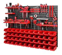 PAFEN Étagère d'atelier - 1152 mm x 780 mm - Étagère murale avec 44 boîtes empilables et porte-outils - Étagère murale ultra solide