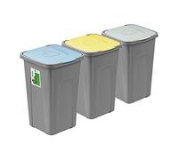 PAFEN grande poubelle 50l avec couvercle - lot de 3 poubelles 550 x 365 x 370 mm - poubelle de séparation poubelle tri des déchets collecteur de déchets