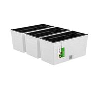 PAFEN Lot de 3 pots de fleurs - 18 x 19,5 x 39,5 cm - Pot de fleurs inspiré de la nature : aiguilles de pin - Jardinière de balcon avec insert, blanc