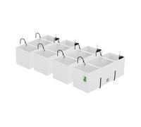 PAFEN Lot de 4 jardinières, pots de fleurs/plantes, aspect en rotin, avec supports de fixation, indicateur de niveau d'eau, pour balcon, blanc