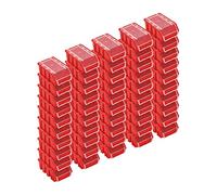 PAFEN Lot de 50 boîtes empilables avec couvercle 160 x 75 x 115 mm - Boîte de visualisation empilable pour mur à outils Boîte de rangement Rouge