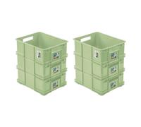 PAFEN Lot de 6 boîtes de rangement empilables Euro 20 l - 43 x 35 x 18 cm - Bac de rangement Eco Euro-box en polypropylène, vert herbe