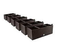 PAFEN Lot de 6 jardinières de balcon - Aspect rotin - 4 couleurs - Indicateur de niveau d'eau (Umbra)