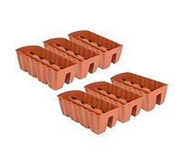 PAFEN Lot de 6 jardinières suspendues - 58,5 x 28,5 x 20,5 cm - Pot de fleurs pour balcon, balustrade - Terre cuite