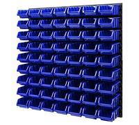 PAFEN Lot de 63 étagères murales, empilables, système de rangement, 772 x 780 mm, pour ateliers, étagères perforées pour outils, bleu