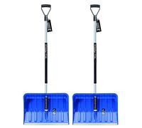 PAFEN Pelle à neige ergonomique - Lot de 2 - Lame en plastique, bord en aluminium, manche en aluminium avec zone de préhension séparée
