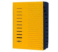 Pagna 24122-05 Trieur 12 pièces Press Span, Élastiques de fermeture, poignée onglet Imprimé 1-12/A à Z sur le couvercle noir, jaune