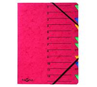 Pagna 24131-01 Trieur A4 Easy en carton avec 12 onglets colorés (Rouge)
