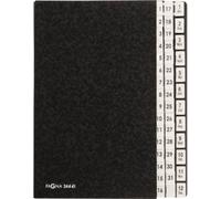Pagna® 24441-04 Pultordner 1-31 und 1-12 / Jan.-Dez. - 44 Fächer, Hartpappe, schwarz