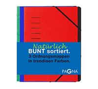 Pagna Lot de 3 classeurs de rangement de 12 compartiments assortis - Rouge, bleu, vert