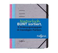 Pagna Lot de 3 dossiers de rangement tendance assortis Bleu clair, gris clair, rose foncé