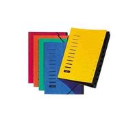 Pagna Trieur Cartonné Agrafé Sans Soufflet+ Élastique Pour A4 12 Compartiments Vert
