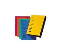 PAGNA Trieur cartonné agrafé sans soufflet+ élastique pour A4 12 compartiments Bleu