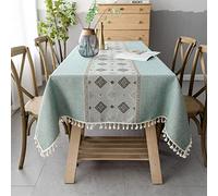 Pahajim Nappe Anti Tache Rectangulaire Lin Coton Epaisse Tissu,140 x 140cm | Nappes Vintage Lavable Imperméable Sans Repassage pour Cuisine Table Basse