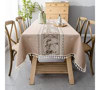 Pahajim Nappe Anti Tache Rectangulaire Lin Coton Epaisse Tissu,140 x 220cm | Nappes Vintage Lavable Imperméable Sans Repassage pour Cuisine Table Basse