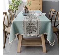 Pahajim Nappe Anti Tache Rectangulaire Lin Coton Epaisse Tissu,140 x 260cm | Nappes Vintage Lavable Imperméable Sans Repassage pour Cuisine Table Basse