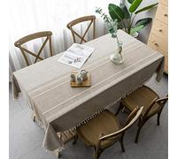 Pahajim Nappe Rectangulaire Anti Tache Coton et Lin Nappe Impermeable Elegante Table Cloth pour Décoration Cuisine,Table Basse,Restaurant(Marron Rayée,140 x 300cm)