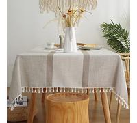 Pahajim Nappe Rectangulaire Anti Tache Lin Coton Nappe Tissu Lavable Table Cloth Imperméable pour Cuisine Exterieur Décoration de Table(Marron, 140x140cm)