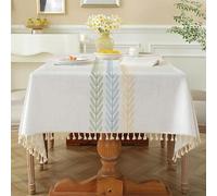 Pahajim Nappe Rectangulaire Anti Tache Nappe Coton et Lin Lavable Tissu Tassel Style pour la Décoration des Tables de Cuisine, Extérieur et de Jardin(Beige,140x180cm)