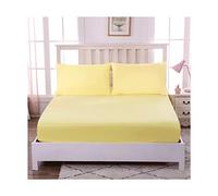 PAHION Drap Housse De Matelas Classique 100% Coton Drap De Lit Uni Bonnet Drap Bonnet De 30cm Forme Drap Housse Doux Et Confortable Lavable en Machine (Color : Yellow B, Size : 160x200+30 cm)