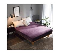 PAHION Drap Housse Flanelle Drap De Lit 100% De Cotton La Plus Douce Draps Plat Bonnet De 25cm Toucher Velouté Pelucheux Haud Fitted Sheets (Color : Purple, Size : 180x200+25 cm)