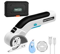 PAHTTO Ciseaux électriques Coupe-carton 4 V, 320 tr/min, coupe-rouleau sans fil, coupe-tout universel,avec 2 lames auto-affûtantes et chargeur, pour papier, carton, moquette, cuir, feutre, tissu