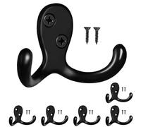 PAIDASHU Lot de 6 crochets muraux pour suspension, crochets robustes à double griffe en métal à fixer au mur pour salon, salle de bain, cuisine, chambre à coucher pour manteau, sac, écharpe, serviette
