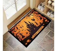 Paillasson Affiche d'Halloween Extérieur Entrée 60 x 90 cm | Silhouette de sorcière du palais Antidérapant Tapis de Porte Intérieur et Extérieur, Durable et Robuste, Base TPR Antidérapant, idee cadeau