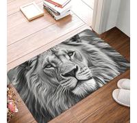 Paillasson antidérapant - Lavable en machine - Motif tête de lion - Pour intérieur et extérieur - 60 x 40 cm
