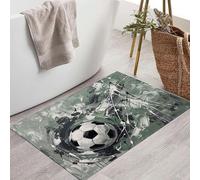 Paillasson Attrape-Poussière Peinture L'Huile Abstraite Football, Tapis De Sol Antidérapant Lavable En Machine Graffiti L'Encre, Tapis D'Entrée Douces Pour Chien Entrée Porte, Gris-Vert, 80X120Cm