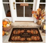 Paillasson avec inscription « Pumpkins Welcome » - Orange - Lavable - Décoration d'intérieur pour entrée, extérieur, porche, balcon - 73 x 43 cm